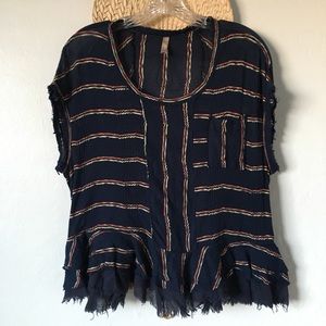 Free People Striped Gauzy Top